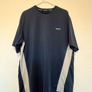 Reebok Men’s Navy Short-Sleeve Athletic Tee with Gray Side Panels